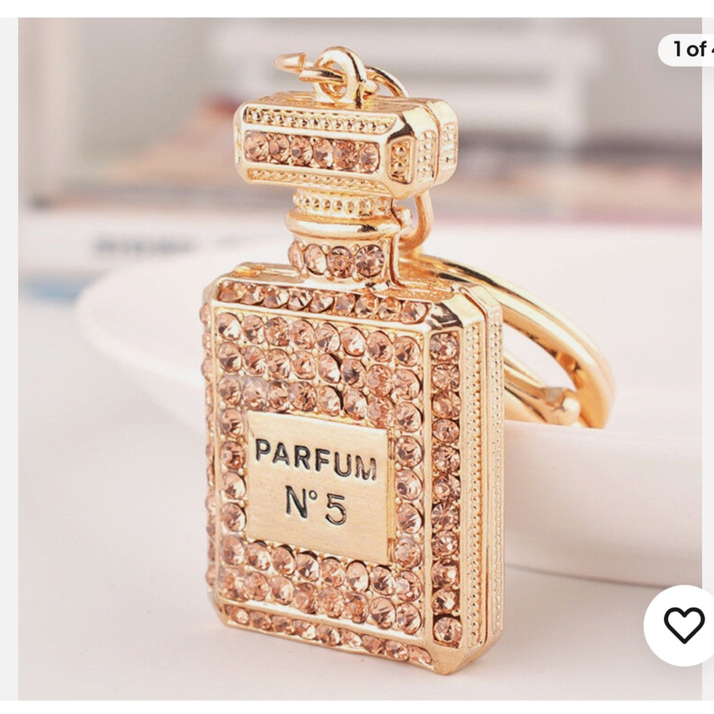 NIP Faux luxury keychain or bag accessory in gold and pink